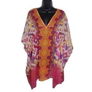 Marbella & Ashford tie dye embellished bohemian poncho top One size fits most